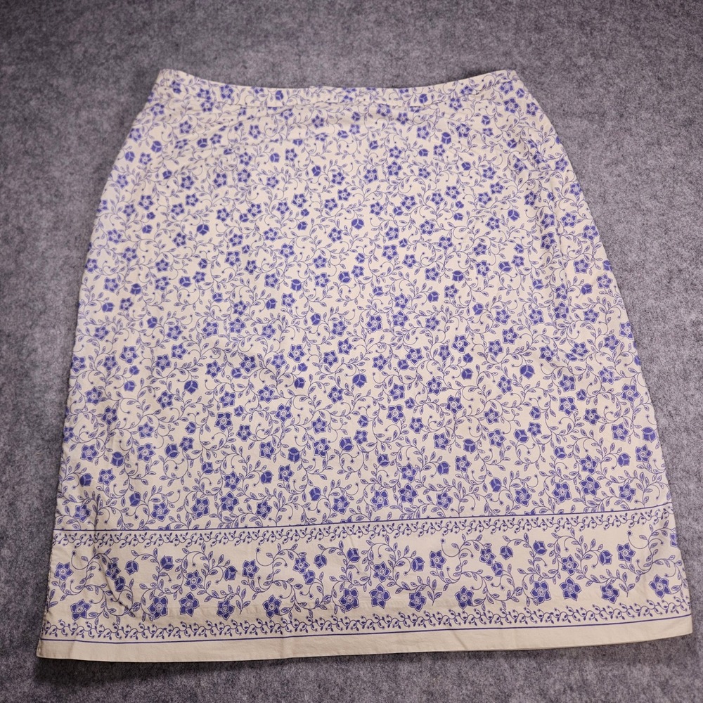 Casual Corner Annex Womens Blue Floral A-Line Knee Length Skirt Cottagecore Sz 8